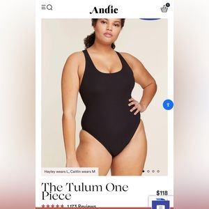 Andie Swim Tulum One Piece Black Ribbed Racerback size Large NWT Brand New